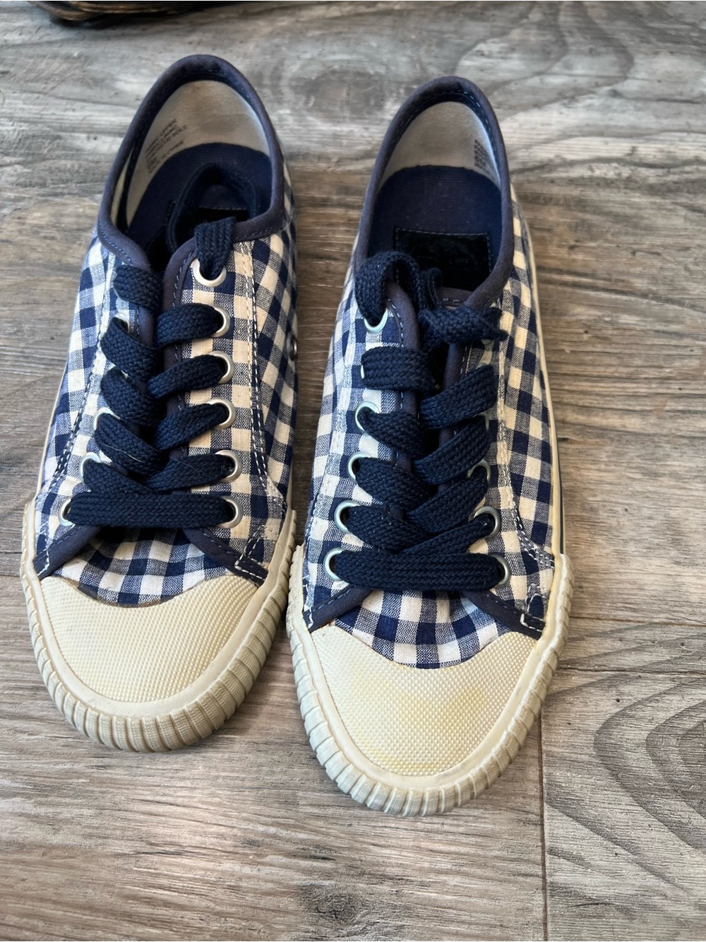 Tory Burch Kids Navy & White Gingham Lace-Up Sneakers